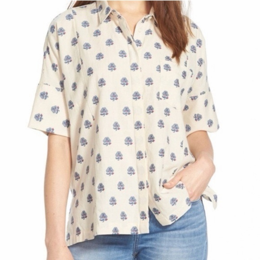 Madewell XS Academia Button Floral Weave Shirt